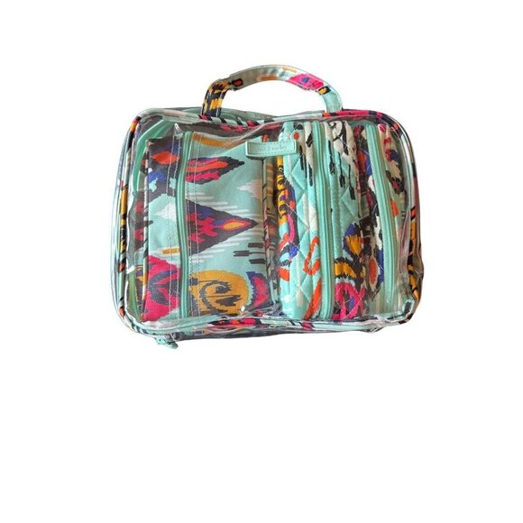 Vera Bradley Iconic Travel Cosmetic Set 5 Pieces Floral & Clear Zipper Closure - Picture 1 of 5